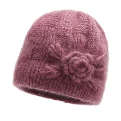 Roza kape za srednje in starejše zimska topla babičina kapa pletena kapa materina kapa volnena kapa