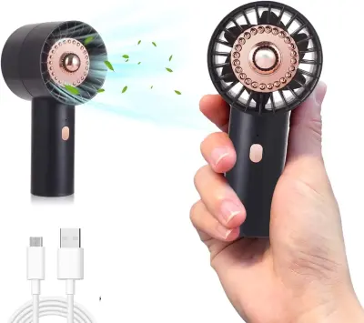 Majhen ročni ventilator, mini žepni ročni ventilator na baterije, prenosni osebni potovalni ventilator za polnjenje USB (3 hitrosti), električni namiz
