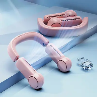 Zložljiv USB ventilator z ovratnim trakom za polnjenje s 3 hitrostmi in kablom Type-C, prenosni ovratni ventilator brez rezil za na prostem, v pisarni