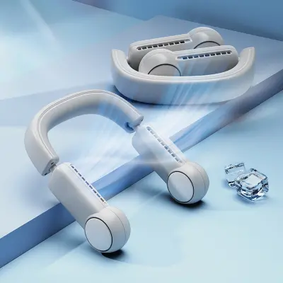 Zložljiv USB ventilator z ovratnim trakom za polnjenje s 3 hitrostmi in kablom Type-C, prenosni ovratni ventilator brez rezil za na prostem, v pisarni