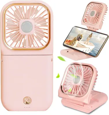 Prenosni ročni ventilator, 3000 mAh, 3 hitrosti, baterijsko napajanje USB, mini majhen ročni ventilator za polnjenje, Power Bank zložljiv tihi hladiln