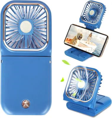 Prenosni ročni ventilator, 3000 mAh, 3 hitrosti, baterijsko napajanje USB, mini majhen ročni ventilator za polnjenje, Power Bank zložljiv tihi hladiln