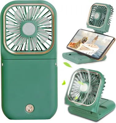 Prenosni ročni ventilator, 3000 mAh, 3 hitrosti, baterijsko napajanje USB, mini majhen ročni ventilator za polnjenje, Power Bank zložljiv tihi hladiln