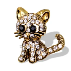 Vrhunska kakovost, ženska broška z živalmi, ljubka mačka, broška z mačjimi kamenčki, modni nakit