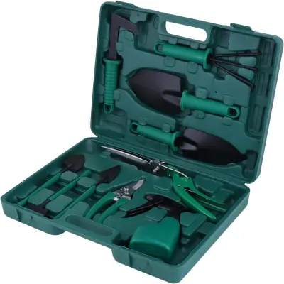 10 KOSNI set vrtnih ročnih orodij, komplet za sajenje, vrtno delovno orodje s torbico, ergonomski ročaj vrtnarski delovni set, darilo za ljubitelje Gr