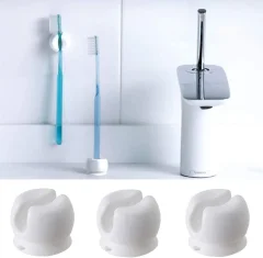 6-delno držalo za zobno ščetko s priseskom, stensko držalo za zobno ščetko, večfunkcijski stenski kavelj za shranjevanje, ki ohranja zobno ščetko suho, da prepreči prah