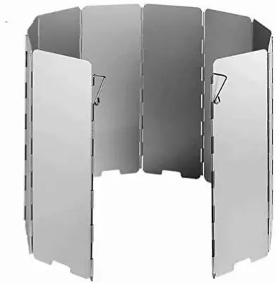 Zložljivo vetrobransko steklo za plinsko peč za kampiranje na prostem z 10 letvicami iz aluminija