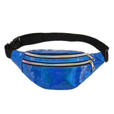 Mode Damen Herren Running Laser Gürteltasche, Wasserdichte PU Gürteltasche, 2 Fächer mit Reißverschluss, Verstellbarer Bund, Gürteltasche Unisex Erwac