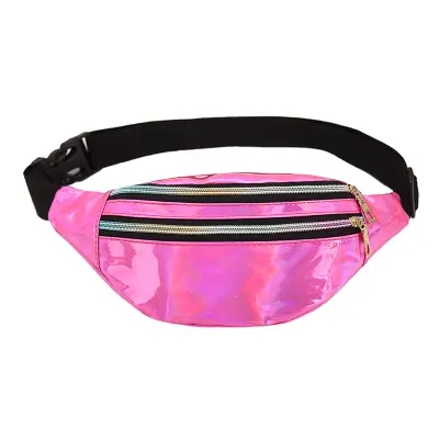 Mode Damen Herren Running Laser Gürteltasche, Wasserdichte PU Gürteltasche, 2 Fächer mit Reißverschluss, Verstellbarer Bund, Gürteltasche Unisex Erwac