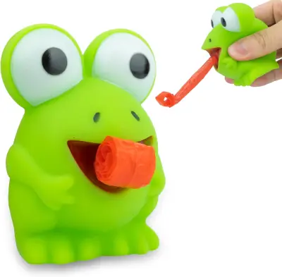 Zabavna in ljubka gumijasta igračka za škripanje žabe s štrlečim jezikom, piščalka za ustvarjanje hrupa za zabavo Good Noise Maker, igrača za lajšanje