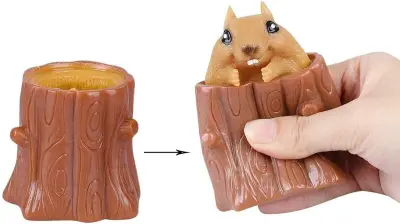 Squeeze Squirrel Toy Stress Relief Evil Squirrel Cup, Sensory Fidget Toy, Squeeze Squirrel Igrača za lajšanje stresa za otroke in odrasle Tricky Fun S