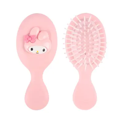 Rožnata krtača za lase z blazinastim glavnikom, srčkana krtača za lase z roza 3D risanim zajcem, mini potovalna krtača za lase za dekleta, najstnice,