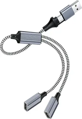 USB C Splitter Dual USB Data Y Splitter Adapter USB-C moški na USB ženski polnilni kabel USB 2.0 OTG pretvorniški kabel Hub za MacBook, USB-C telefone