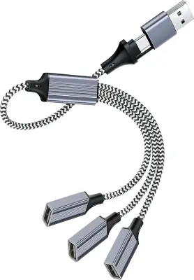 USB C Splitter Dual USB Data Y Splitter Adapter USB-C moški na USB ženski polnilni kabel USB 2.1 OTG pretvorniški kabel Hub za MacBook, USB-C telefone