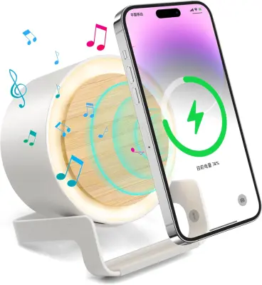 Nočna lučka zvočnika za brezžično polnjenje, Bluetooth zvočnik 3 v 2,