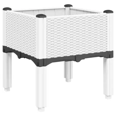vidaXL Cvetlično korito z nogami belo 40x40x42 cm PP