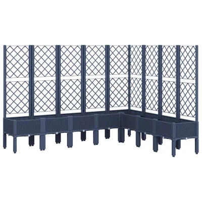vidaXL Cvetlično korito z oporno mrežo modro sivo 200x160x142 cm PP