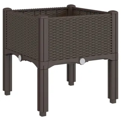 vidaXL Cvetlično korito z nogami rjavo 40x40x42 cm PP