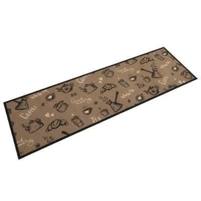vidaXL Kuhinjska preproga pralna jutranja rjava 45x150 cm žamet
