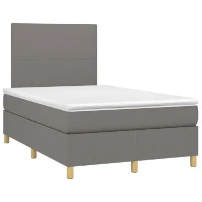 vidaXL Box spring postelja z vzmetnico temno siva 120x190 cm blago