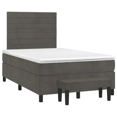 vidaXL Box spring postelja z vzmetnico temno siv 120x190 cm žamet