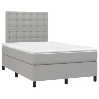 vidaXL Boxspring postelja z vzmetnico svetlo siva 120x190 cm blago