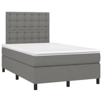 vidaXL Box spring postelja z vzmetnico temno siva 120x190 cm blago