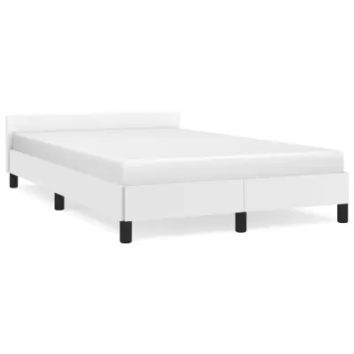 vidaXL Posteljni okvir brez vzmetnice bela 120x190 cm umetno usnje