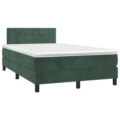 vidaXL Box spring postelja z vzmetnico temno zelen 120x190 cm žamet