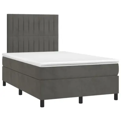 vidaXL Box spring postelja z vzmetnico temno siv 120x190 cm žamet