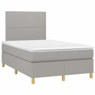 vidaXL Boxspring postelja z vzmetnico svetlo siva 120x190 cm blago