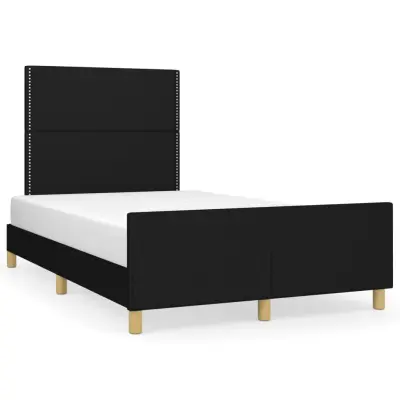vidaXL Posteljni okvir brez vzmetnice črn 120x190 cm blago