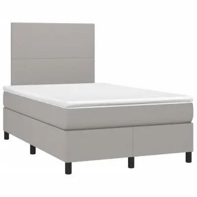 vidaXL Boxspring postelja z vzmetnico svetlo siva 120x190 cm blago
