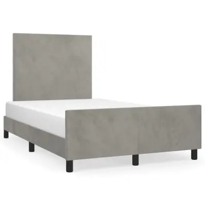 vidaXL Posteljni okvir brez vzmetnico siv 120x190 cm žamet