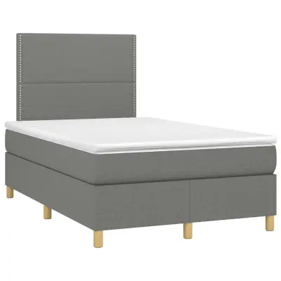 vidaXL Box spring postelja z vzmetnico temno siva 120x190 cm blago