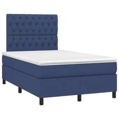 vidaXL Box spring postelja z vzmetnico modra 120x190 cm blago