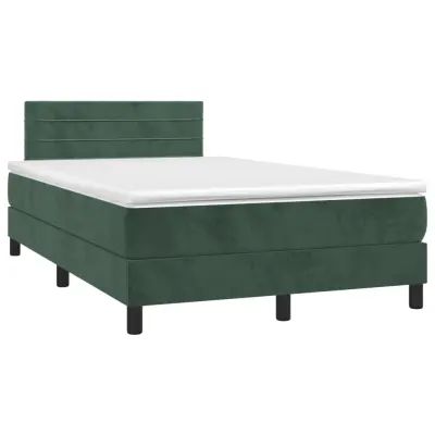 vidaXL Box spring postelja z vzmetnico temno zelen 120x190 cm žamet