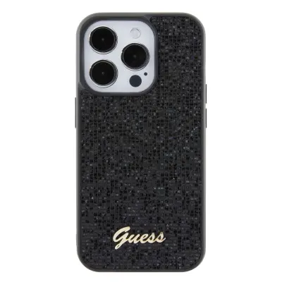 Guess zaščitni ovitek Disco Metal Script Black, Iphone 15 Pro