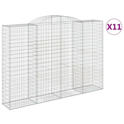 vidaXL Obokane gabion košare 11 kosa 300x50x200/220cm pocinkano železo