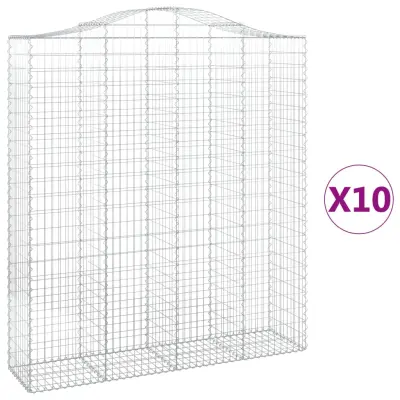 vidaXL Obokane gabion košare 10 kos 200x50x220/240 cm pocinkano železo