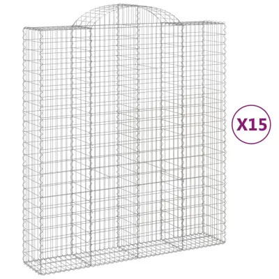 vidaXL Obokane gabion košare 15 kosi 200x50x220/240cm pocinkano železo