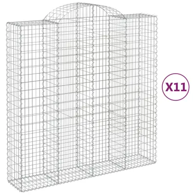 vidaXL Obokana gabion košara 11 kos 200x50x200/220 cm pocinkano železo
