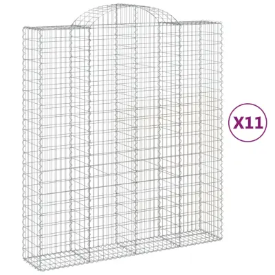 vidaXL Obokane gabion košare 11 kos 200x50x220/240 cm pocinkano železo
