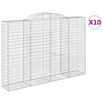 vidaXL Obokane gabion košare 10 kosa 300x50x200/220cm pocinkano železo