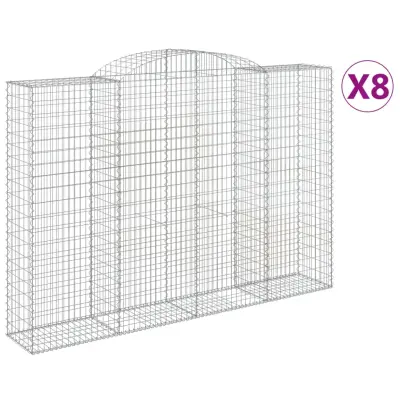 vidaXL Obokane gabion košare 8 kosa 300x50x200/220cm pocinkano železo