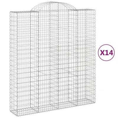 vidaXL Obokane gabion košare 14 kos 200x50x220/240 cm pocinkano železo