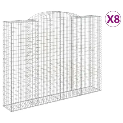 vidaXL Obokane gabion košare 8 kosi 300x50x220/240cm pocinkano železo