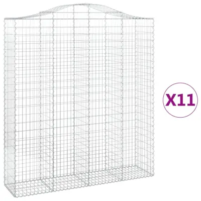vidaXL Obokane gabion košare 11 kos 200x50x220/240 cm pocinkano železo