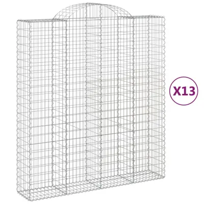 vidaXL Obokane gabion košare 13 kos 200x50x220/240 cm pocinkano železo