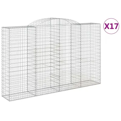 vidaXL Obokane gabion košare 17 kosi 300x50x180/180cm pocinkano železo